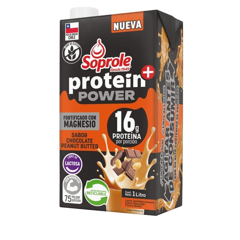 Leche Semidescremada Chocolate Crema de Mani Protein Power Soprole 1 lt