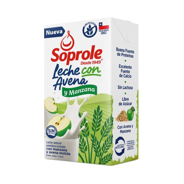 Leche Semidescremada con Manzana y Avena Soprole 1 lt