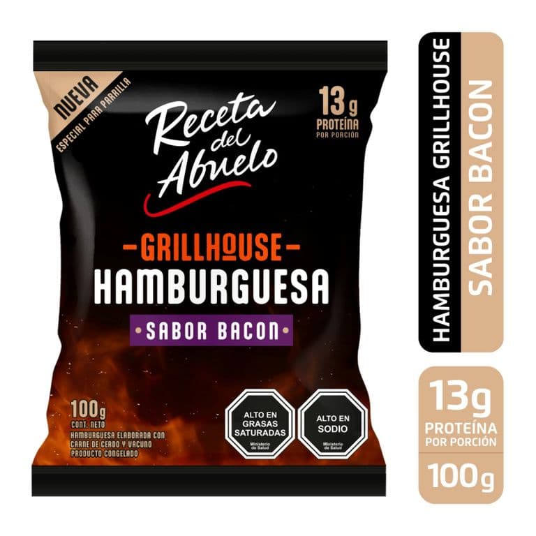 Hamburguesa Grillhouse Sabor Bacon Receta del Abuelo 100 gr
