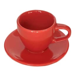 Taza Cafe 80 ml C/Platillo Color Rojo Set 6 pcs