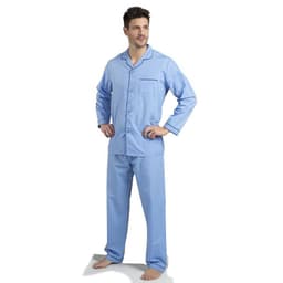 Pijama Popelina Camisero Con Botones Celeste XXL