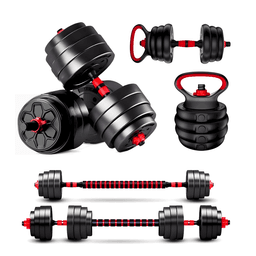 Set Mancuernas Barra Ajustables 20 Kg 3 En 1 rojo