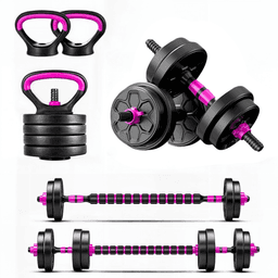 Set Mancuernas Convertible A Barra Ajustables 10 Kg Rosado