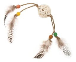 Juguete Gigwi Para Gato Catch Scratch Rattan Y Plumas Beige 1