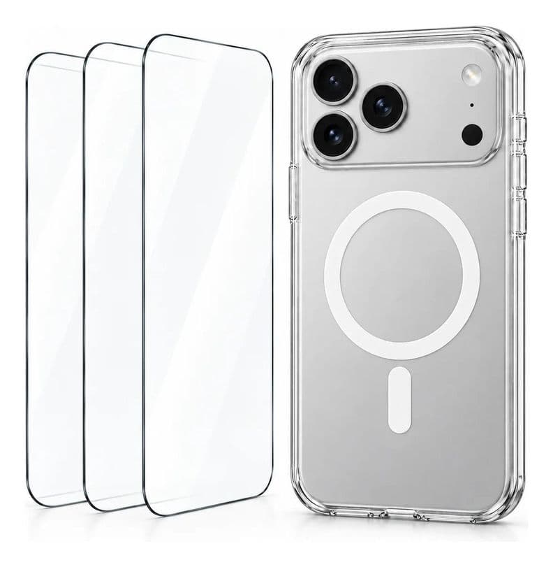 Carcasa Transparente Magnetica + 3 Micas Compatible con iPhone 17 Pro