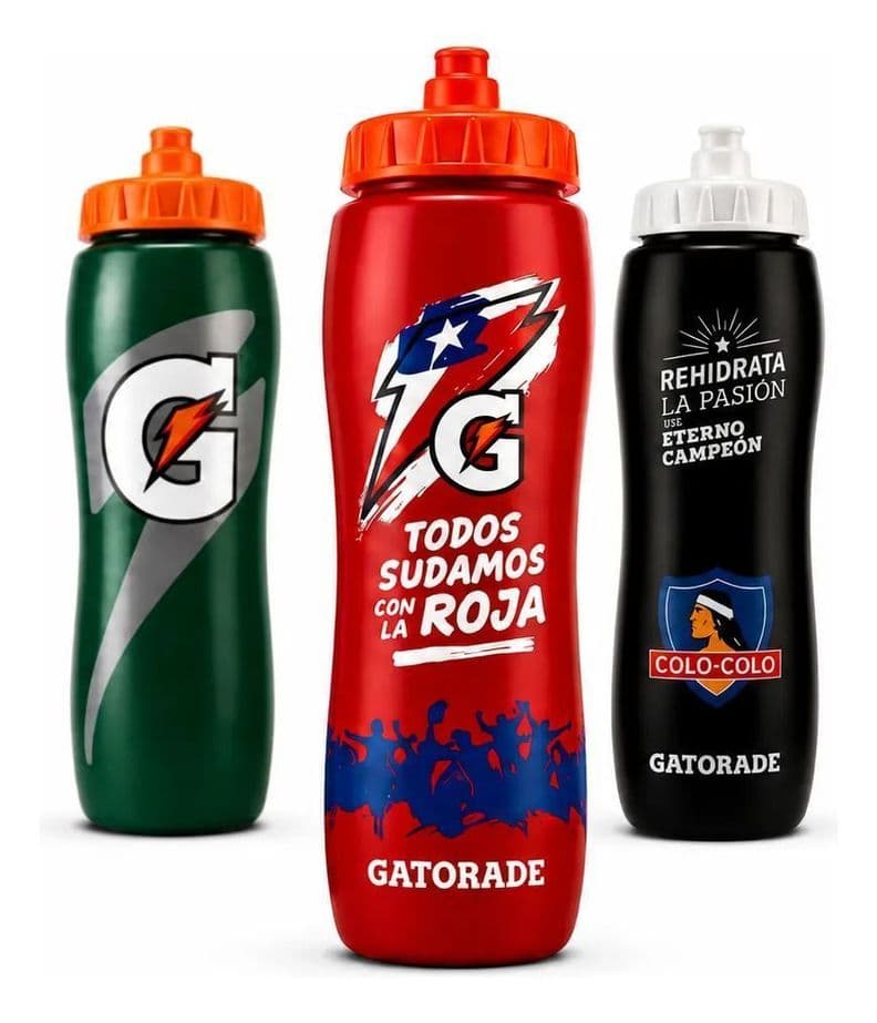 Botella Gatorade Caramanola Deportiva de Agua Seleccion Chilena 947 ml Squeeze Libre de BPA