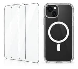 Kit Carcasa Transparente Magnetica + 3 Micas Compatible con iPhone 15