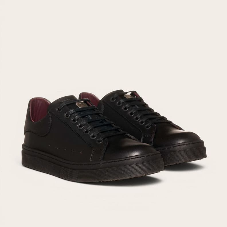 Zapatilla Alexander de Cuero Natural Nevado OLKI - Black Negro 40