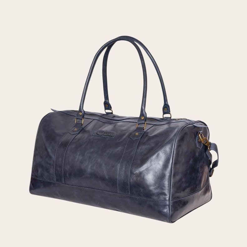 Bolso de Viaje en Cuero Natural Futaleufu OLKI - Azul azul claro