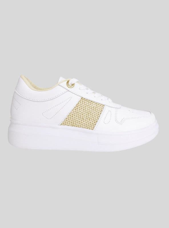 Zapatilla Kanna & Co Shine Plataforma Dorada Blanco 37