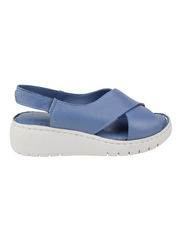 Sandalia Exs Correa Confort Cuero Celeste 39