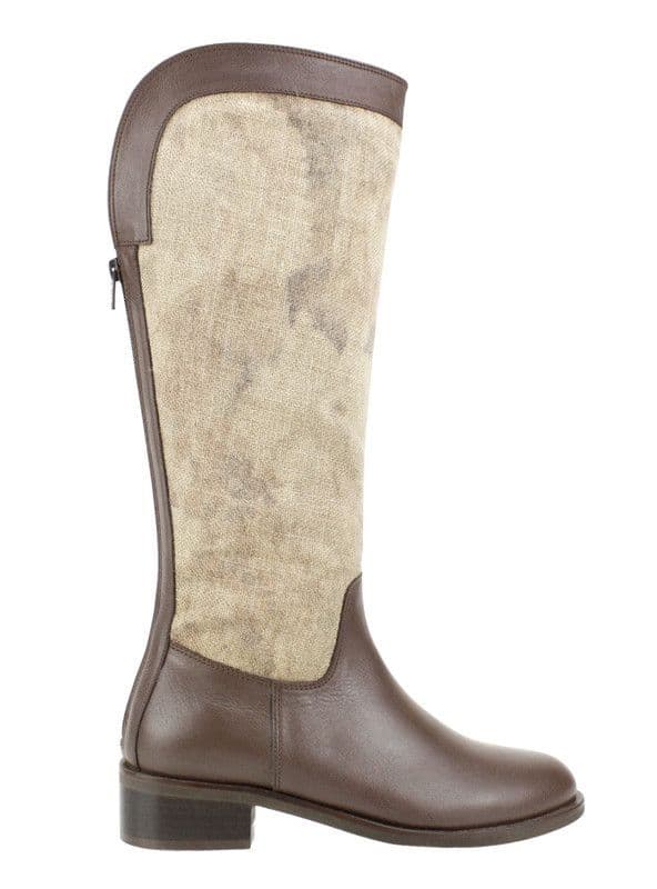 Bota Exs Equitacion Cuero Textil Cafe 37