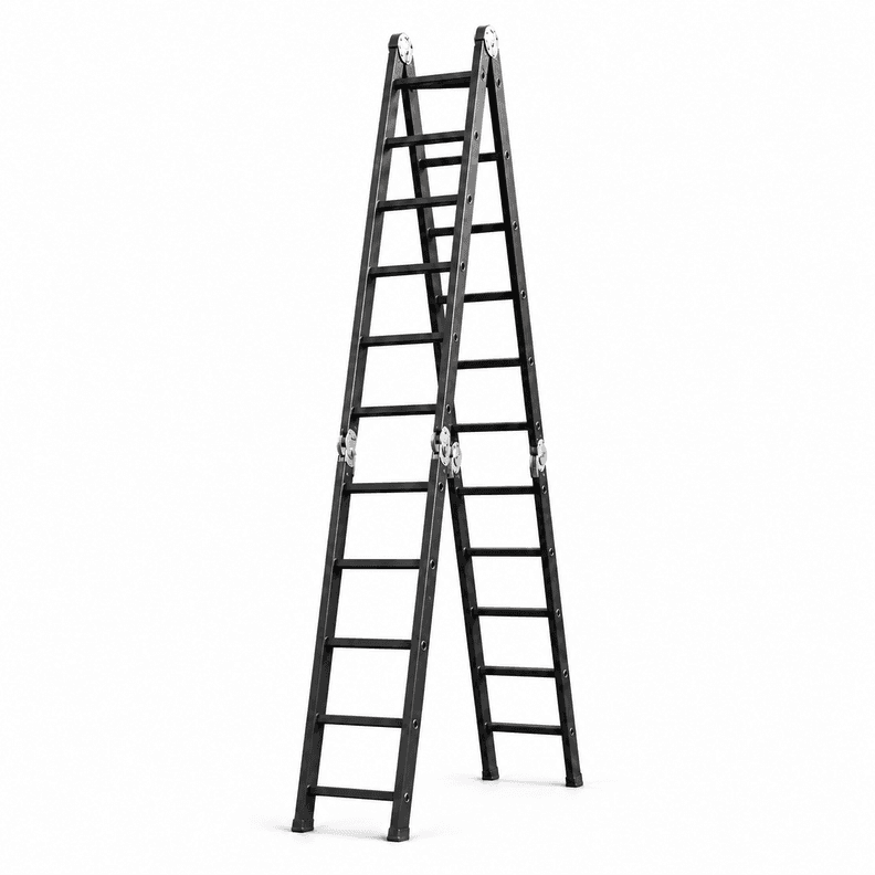 Escalera Profesional Heavy Duty 6,9 mt 24 Peldanos Negra Negro