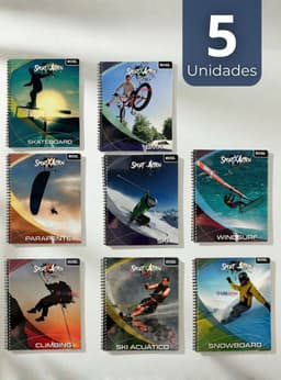 Pack 5 Cuadernos Universitario SportX Action Ross 7mm de 100 hojas Disenos Surtidos