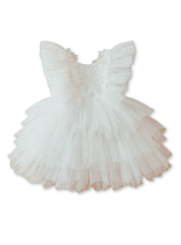 Vestido De Fiesta De Encaje Y Tul Ninas 6 meses a 4 anos Baby Girls Blanco