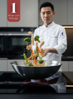 Sarten Wok de Hierro Concavo Con Mango de 34cm Color Plateado