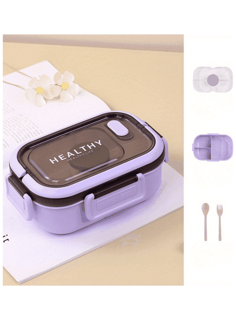 Fiambrera Contenedor 1200 Ml Taper Hermetico + Salsera Plastico Purple