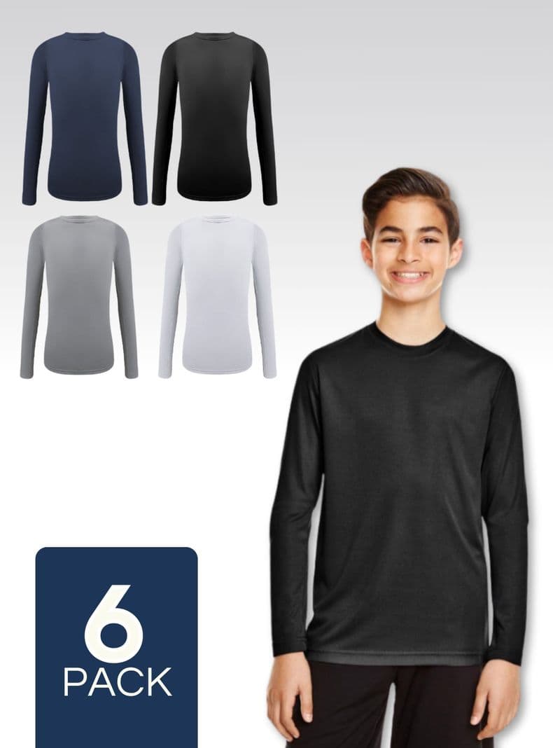 Pack 6 Camisetas Bambu Primera Capa Polera Nino Cuello Redondo Surtido 10 anos