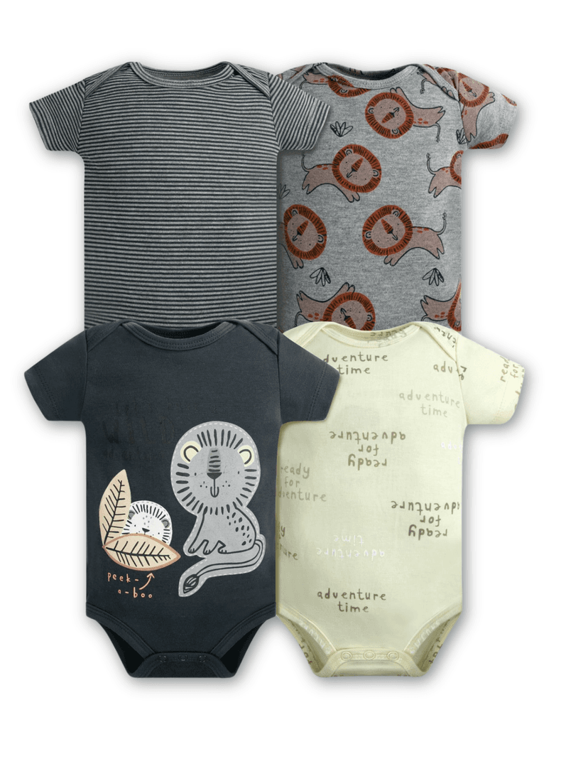Pack 4 Bodys Nino Manga Corta Tedmimak 100% Rayas Gris 6-9 meses