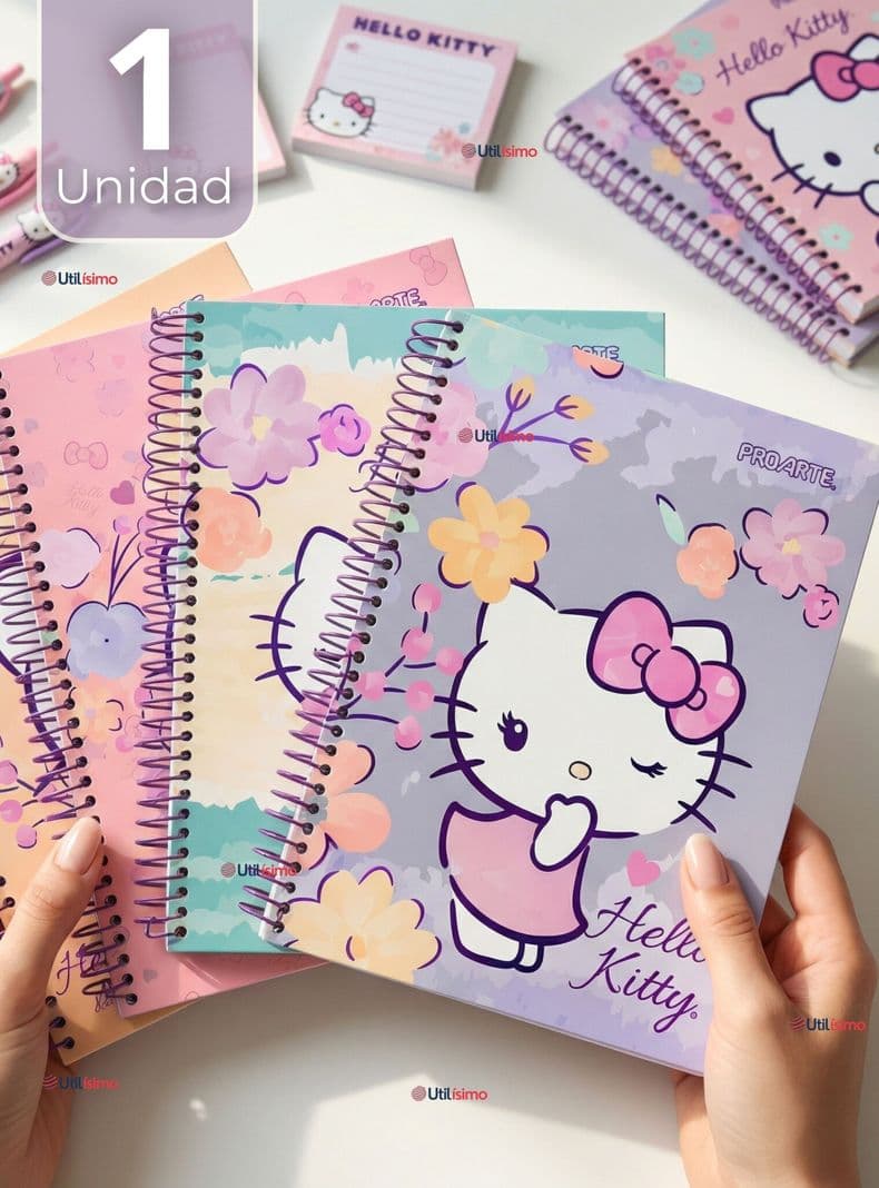 Cuaderno Universitario Hello Kitty de 150 Hojas Tapa Gruesa 7mm Proarte Disenos Surtidos