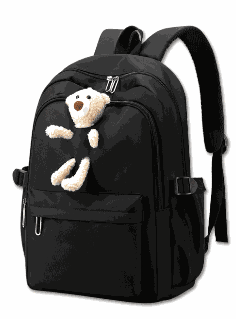 Mochila Escolar Juvenil 46cm Ninas Estilo Kawaii Cute Teddy Bear Black