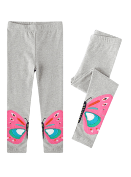 Calzas Nina Mariposas De Colores Gris Jump Kids 100% Algodon 3