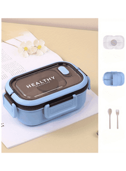 Fiambrera Contenedor 1200 Ml Bento Box Taper Hermetico + Salsera Plastico Blue
