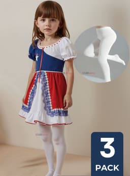 Pack 3 Ballerina Pantys Blancas Primera Capa Nina Fiestas Patrias Blanco 3-4 anos