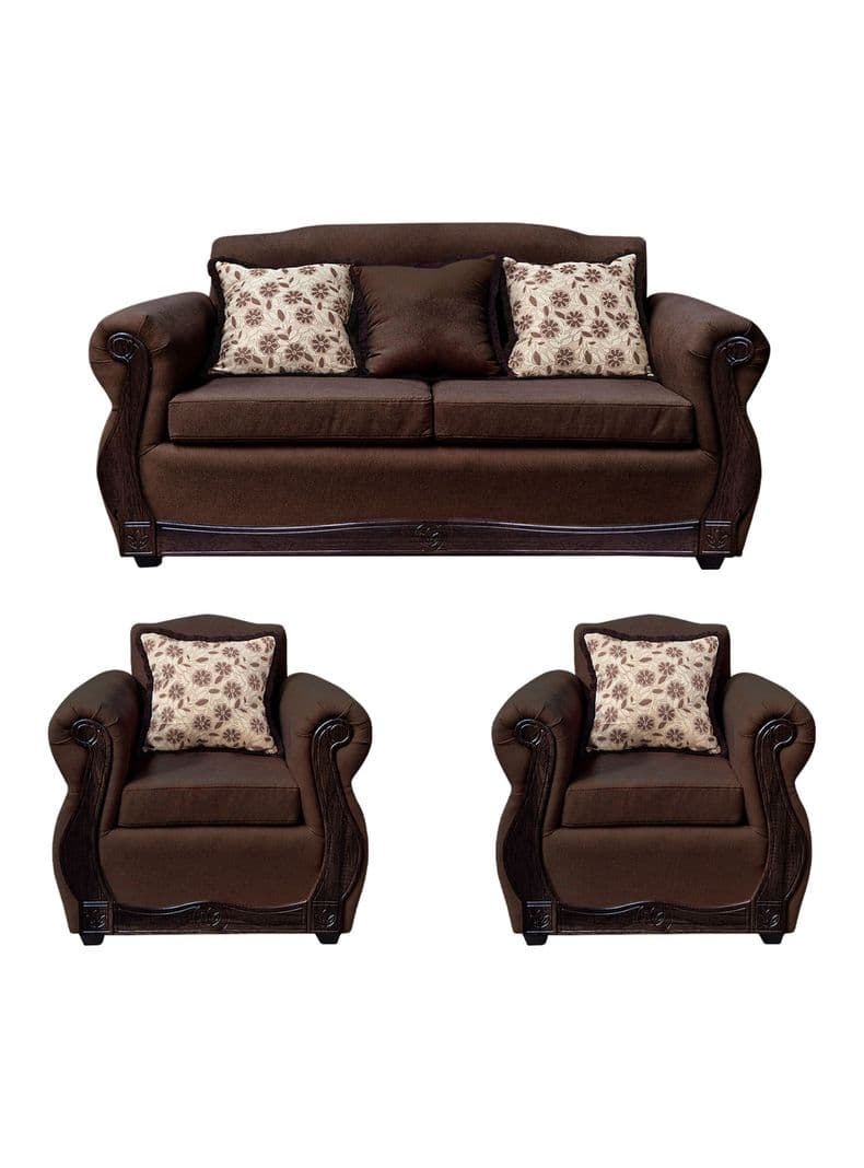 Living Con Resorte Estructural 5 Cuerpos 3+1+1 Gran Santi Chenille Cafe Oscuro