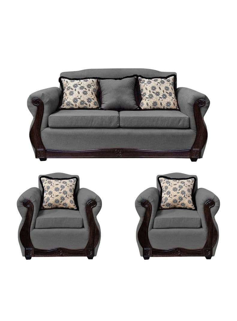 Living Con Resorte Estructural 5 Cuerpos 3+1+1 Gran Santi Chenille Gris