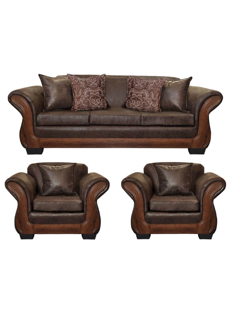 Living Con Resorte Estructural 6 Cuerpos 4+1+1 Finis Envejecido X Cafe Oscuro