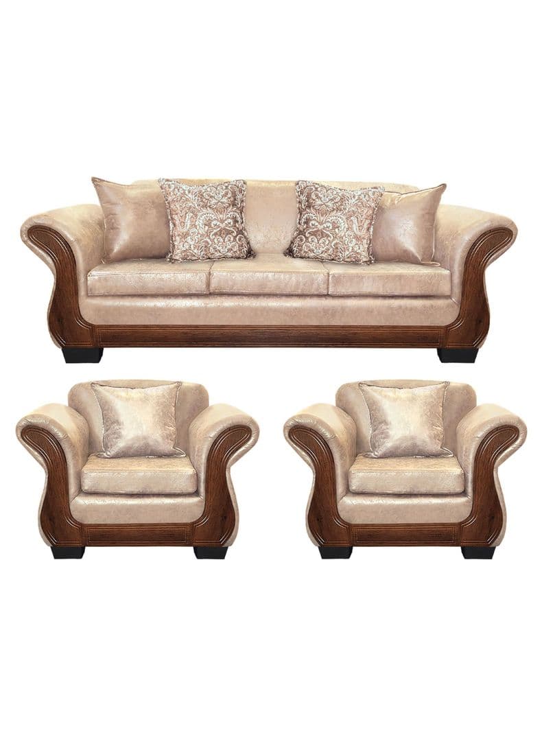 Living Con Resorte Estructural 6 Cuerpos 4+1+1 Finis Envejecido X Beige