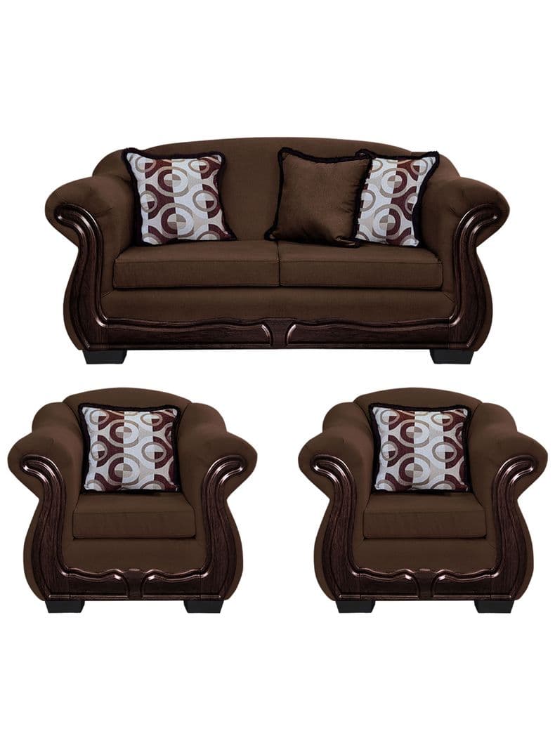 Living Con Resorte Estructural 5 Cuerpos Bufalo 3+1+1 Chenille Cafe Oscuro