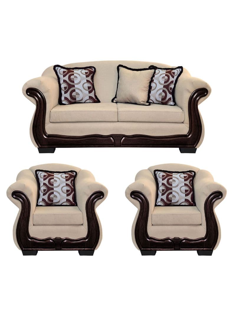 Living Con Resorte Estructural 5 Cuerpos Bufalo 3+1+1 Chenille Beige