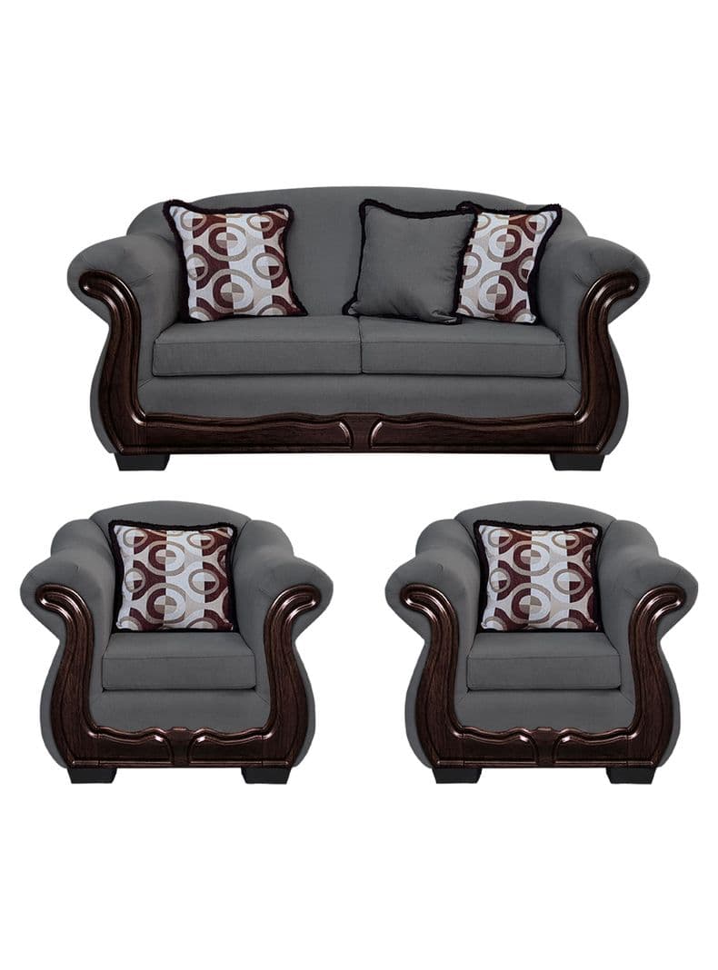 Living Con Resorte Estructural 5 Cuerpos Bufalo 3+1+1 Chenille Gris
