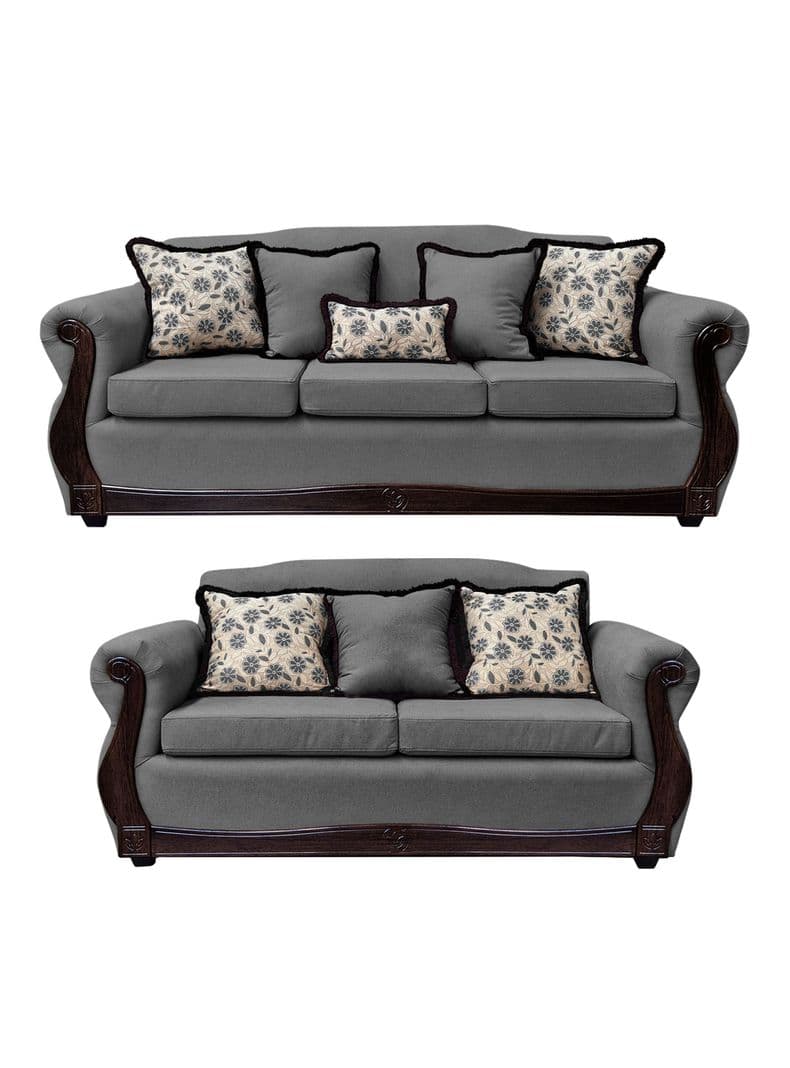 Living Con Resorte Estructural 7 Cuerpos 4+3 Gran Santi Chenille Gris