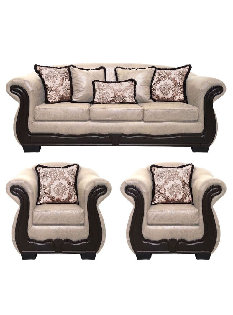 Living Con Resorte Estructural 6 Cuerpos 4+1+1 Grand Bufalo Envejecido Version PREMIUM Beige