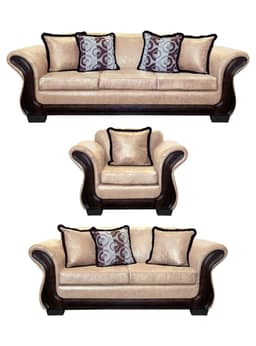 Living Con Resorte Estructural 8 Cuerpos 4+3+1 Finis Envejecido Beige