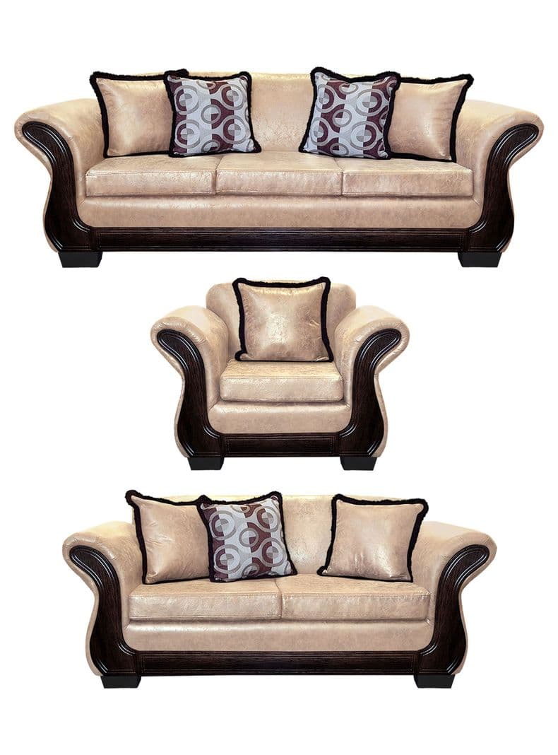 Living Con Resorte Estructural 8 Cuerpos 4+3+1 Finis Envejecido Beige