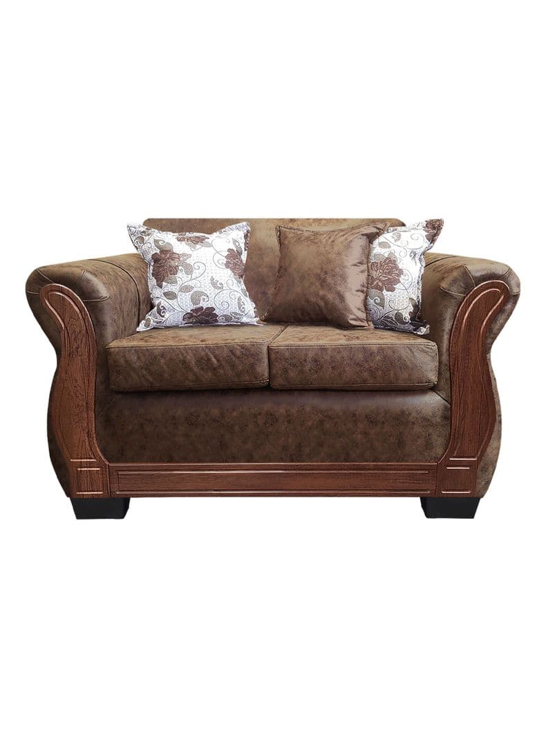 Sofa Con Resorte Estructural 2 Cuerpos Lisbon Envejecido X Cafe Claro