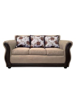 Sofa Con Resorte Estructural 3 Cuerpos Eleonor Tela Lisa Beige