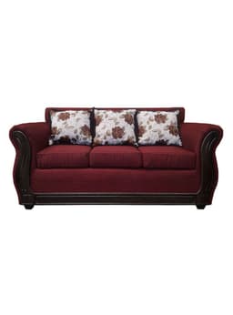 Sofa Con Resorte Estructural 3 Cuerpos Eleonor Tela Lisa Burdeo
