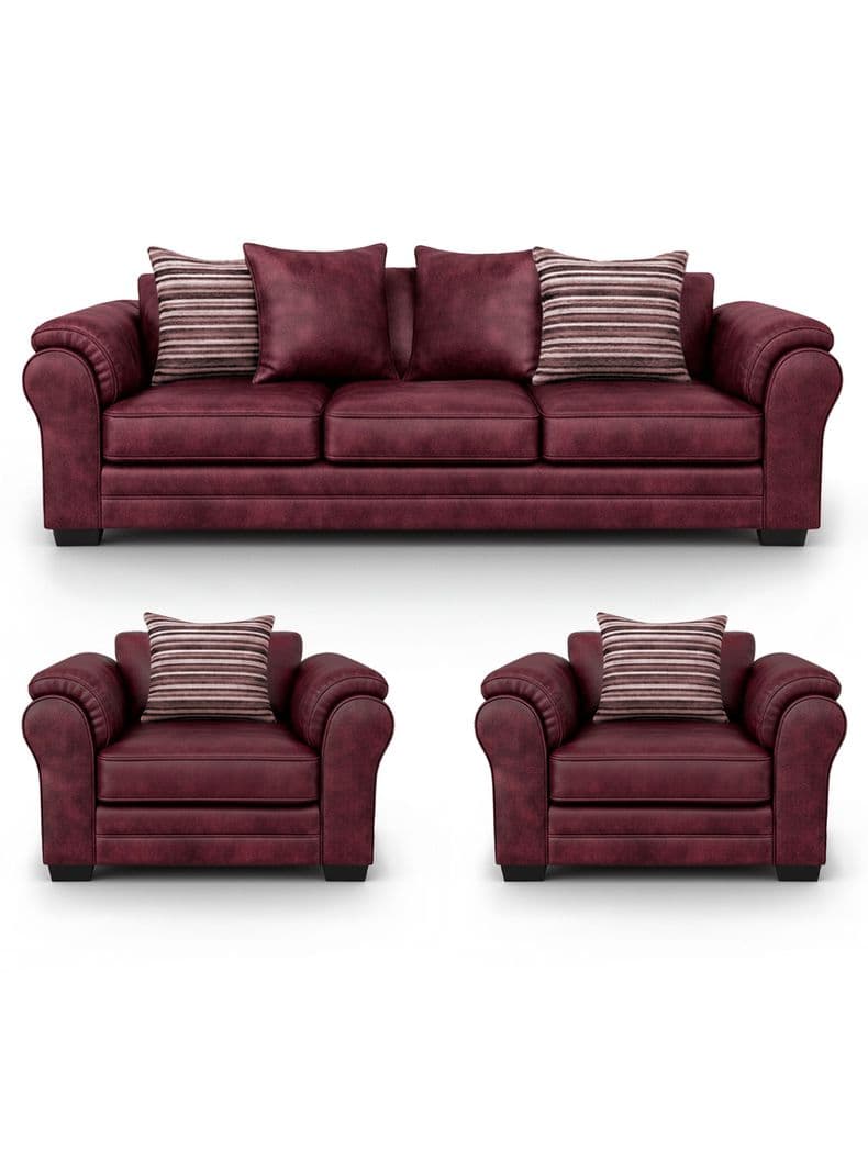 Living 6 Cuerpos 4+1+1 XL Con Resorte Estructural Grandon Envejecido Burdeo