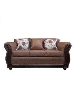 Sofa Con Resorte Estructural 3 Cuerpos Eleonor Envejecido Cafe Claro