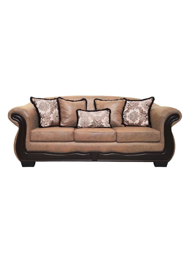 Sofa Con Resorte Estructural 4 Cuerpos Grand Bufalo Envejecido Version PREMIUM Cafe Claro