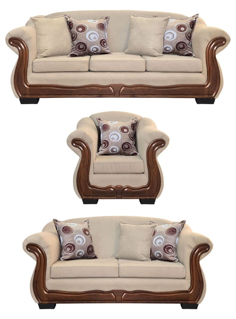 Living Con Resorte Estructural 8 Cuerpos Bufalo 4+3+1 Chenille X Beige