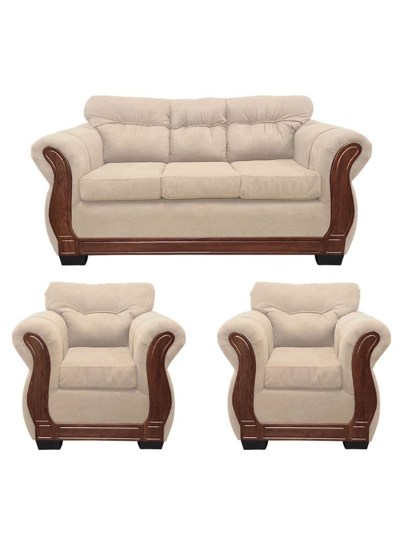 Living Con Respaldo Confortable 5 Personas Taurus 3+1+1 Chenille X Beige