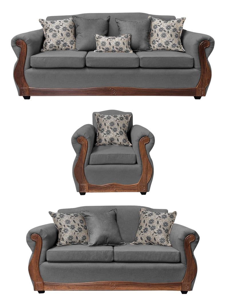 Living Con Resorte Estructural 8 Cuerpos 4+3+1 Gran Santi Chenille X Gris