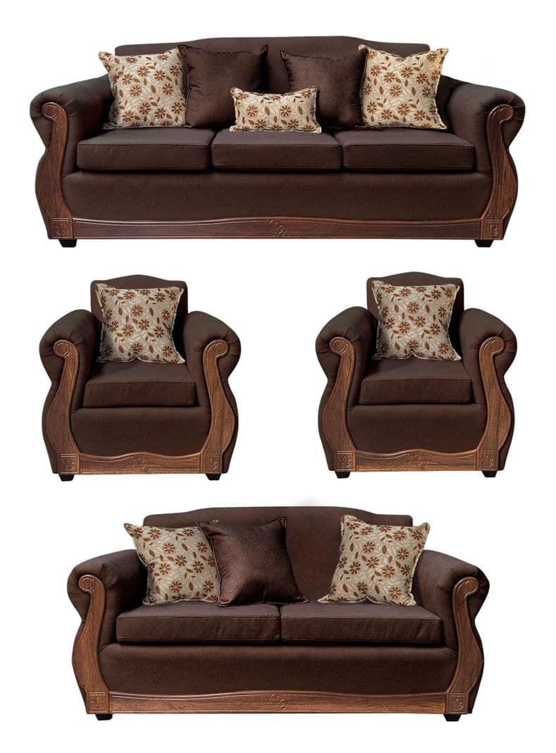 Living Con Resorte Estructural 9 Cuerpos 4+3+1+1 Gran Santi Chenille X Cafe Oscuro