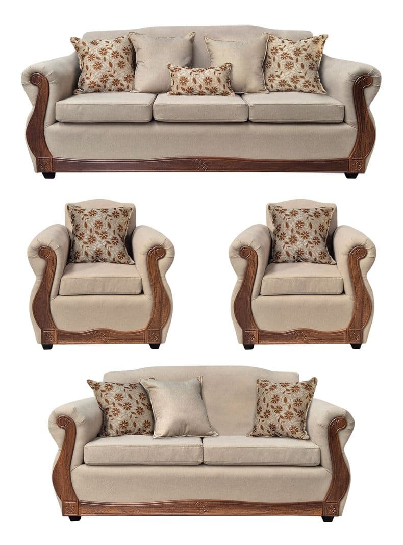 Living Con Resorte Estructural 9 Cuerpos 4+3+1+1 Gran Santi Chenille X Beige